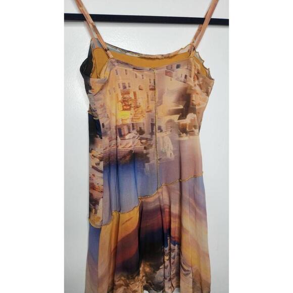 Urban Outfitters Dress Womens XS Multicolor Abstract Print Sheer Mesh Tank Slip - Picture 6 of 7